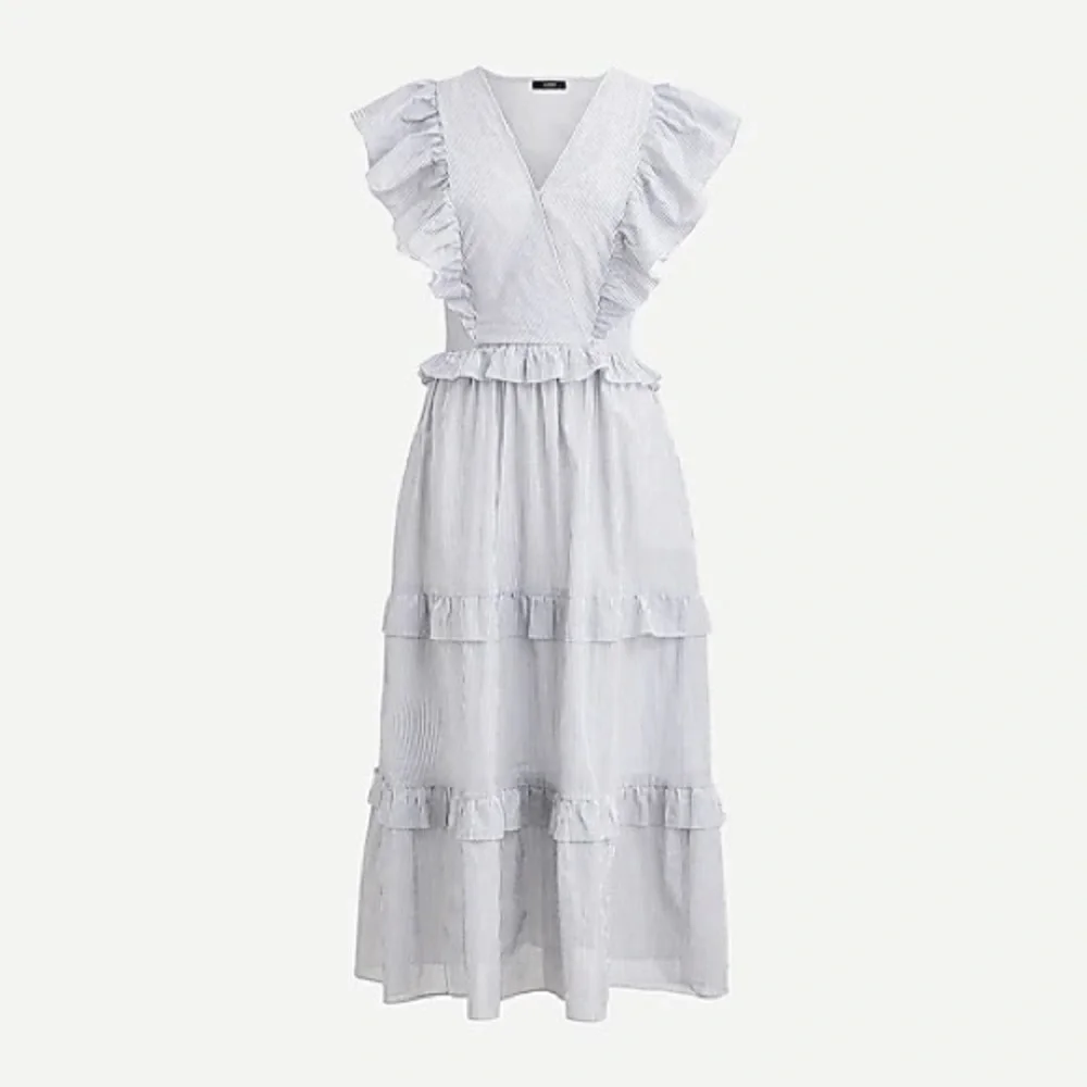 J.Crew Ruffle-sleeve cotton voile dress in stripe AX318